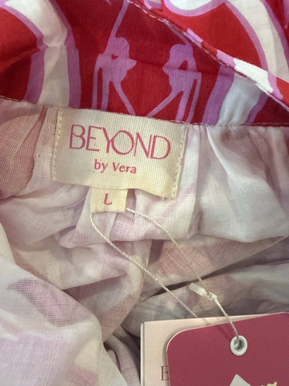 Beyond by Vera Red & Pink Printed Midi Skirt | Size L | Statement Summer Skirt - Picture 5 of 5